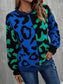 Angel Wings Leopard Round Neck Long Sleeve Sweater