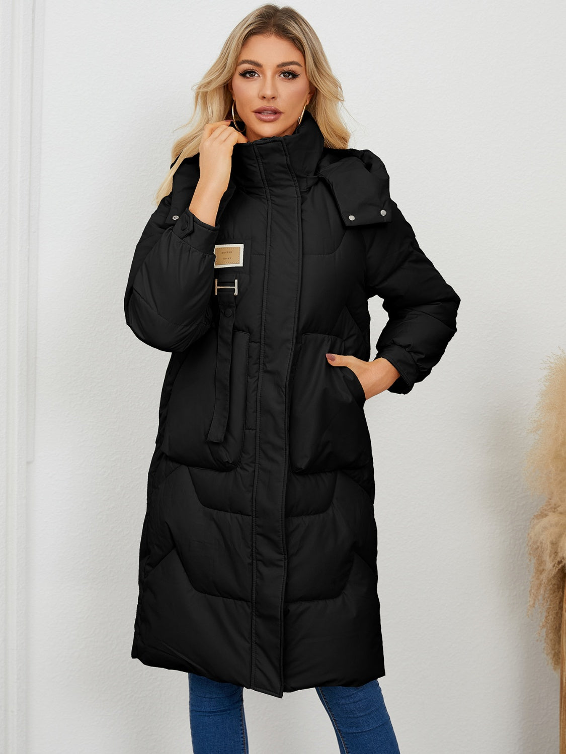 Long Sleeve Longline Hooded Winter Coat