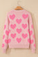 Valentine's Day Heart Jacquard Round Neck Sweater