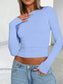 Solid Color Round Neck Long Sleeve T-Shirt