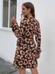 Perfee Printed Surplice Long Sleeve Dress