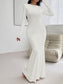 Devine Backless Round Neck Long Sleeve Maxi Dress